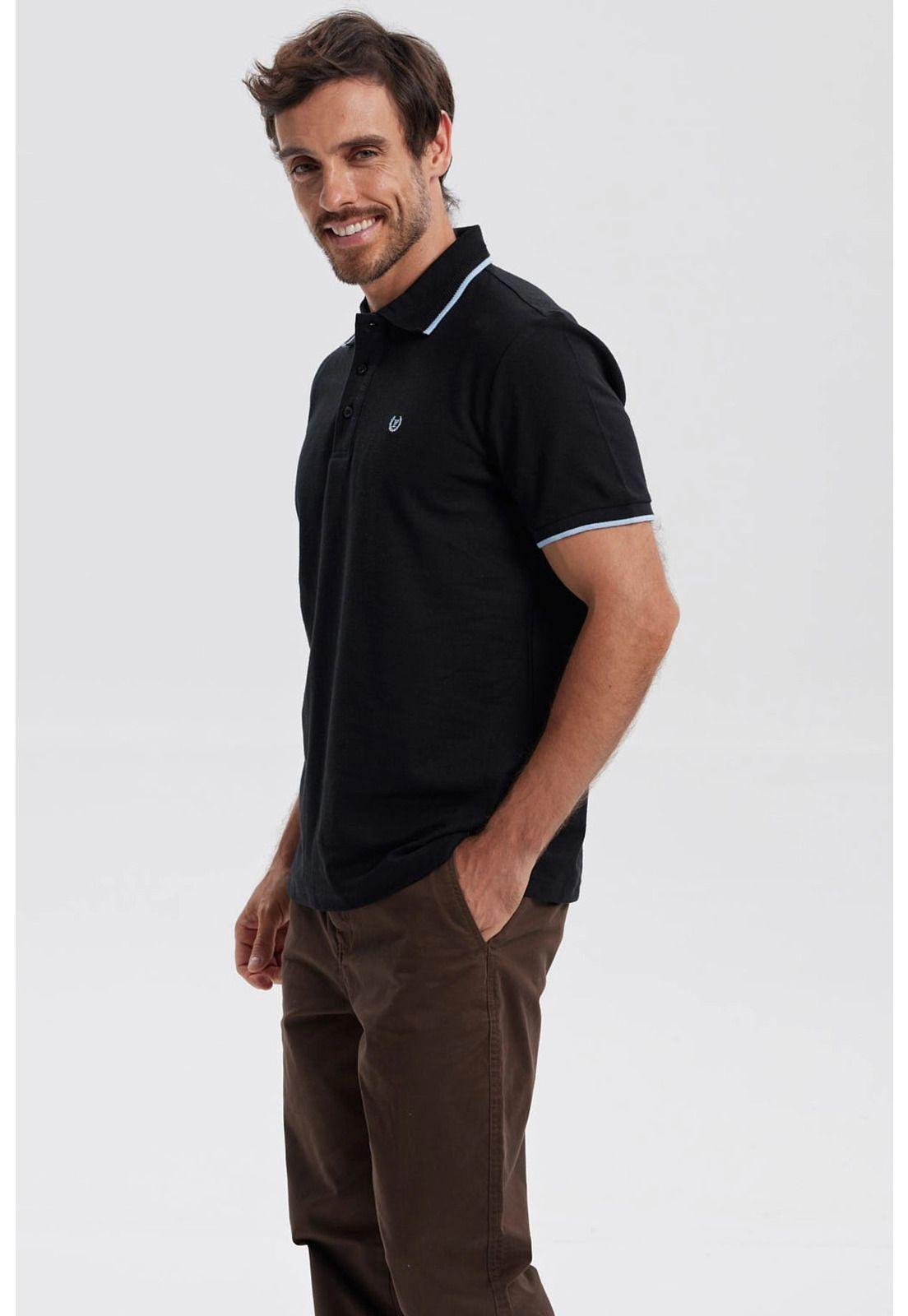 Polera Hombre Piqué Básica Lisa Negro - lV-1