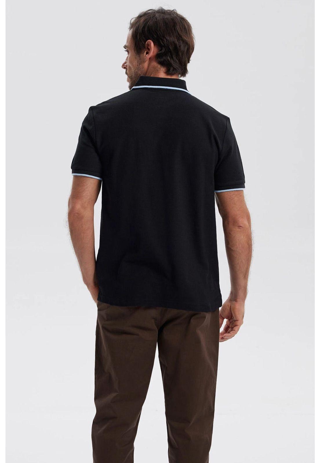 Polera Hombre Piqué Básica Lisa Negro - lV-2