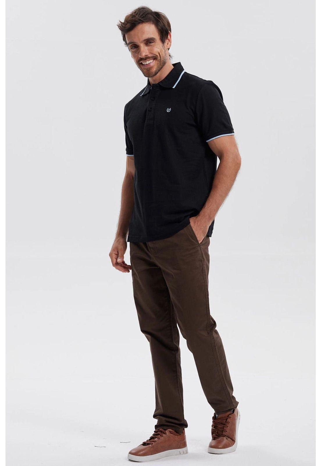 Polera Hombre Piqué Básica Lisa Negro - lV-3