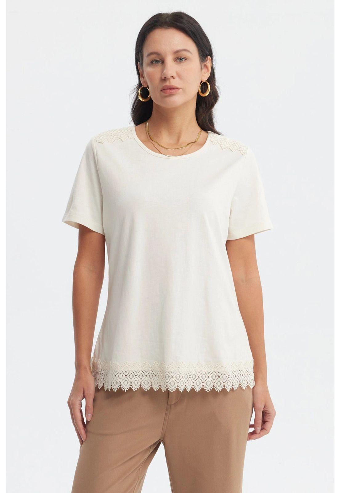 Polera Mujer Detalle Cuello Crema-0