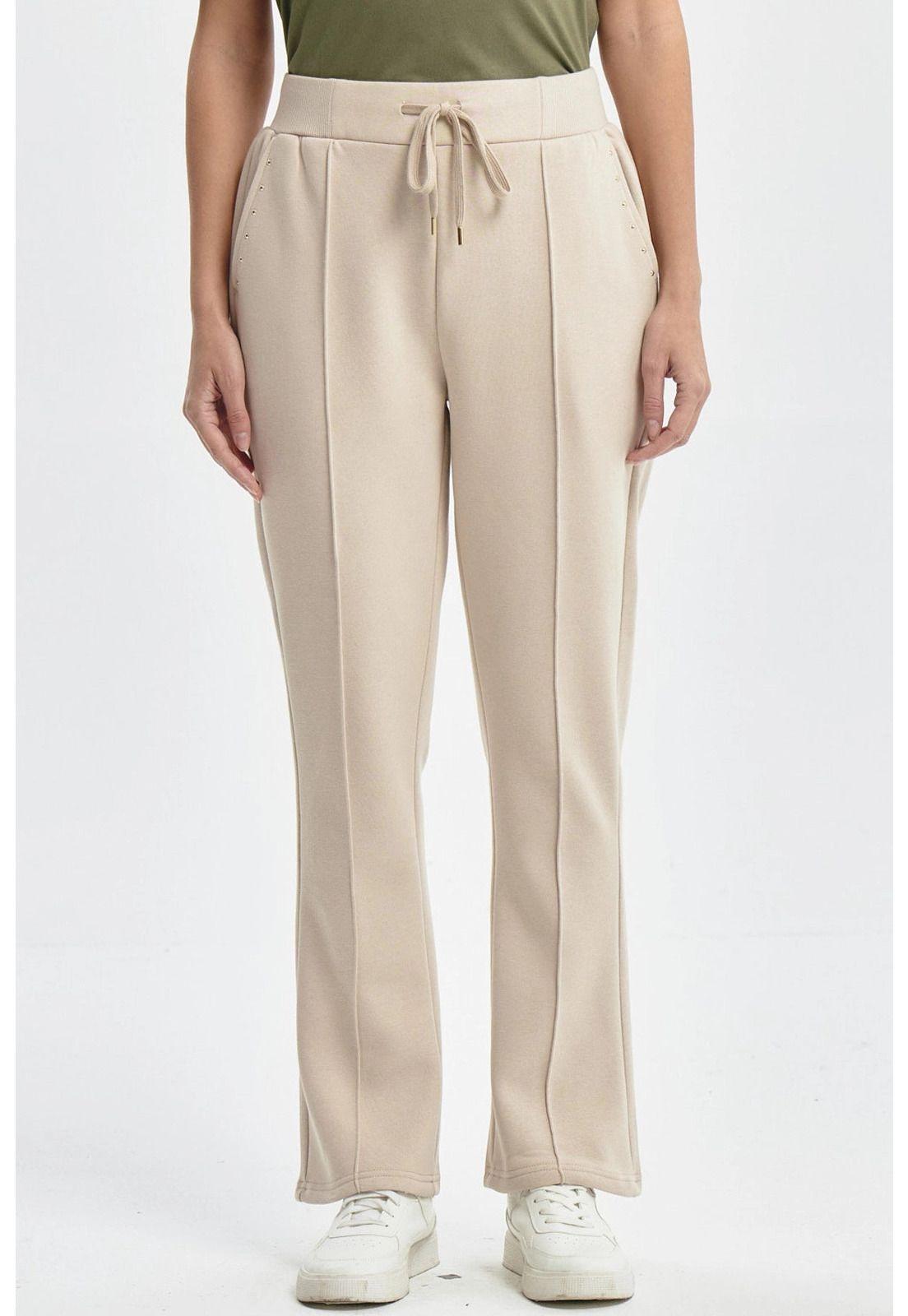 Pantalón Buzo Mujer Clásico Flare Beige-0