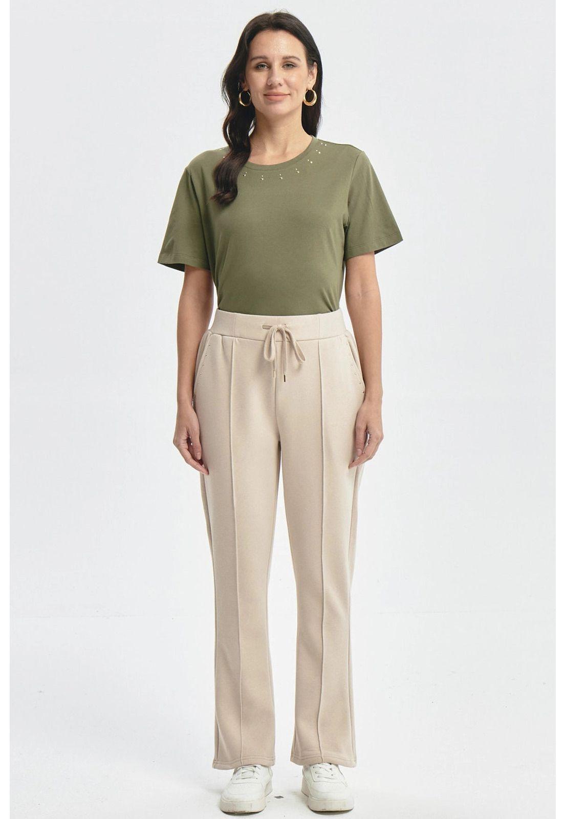Pantalón Buzo Mujer Clásico Flare Beige-3