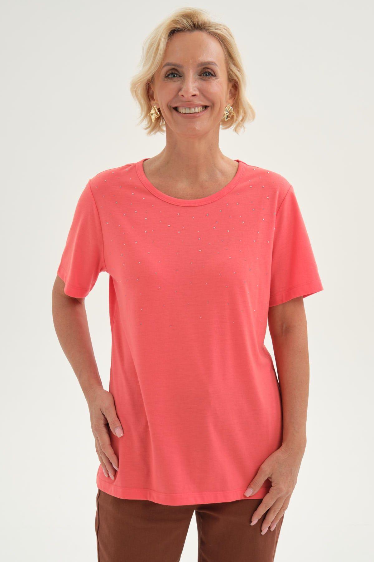 Polera Mujer Con Tachas Coral-0