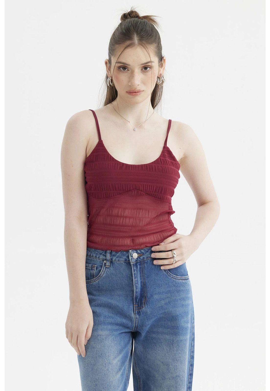 Peto Mujer Pabilo Lazo Escote Rojo-0