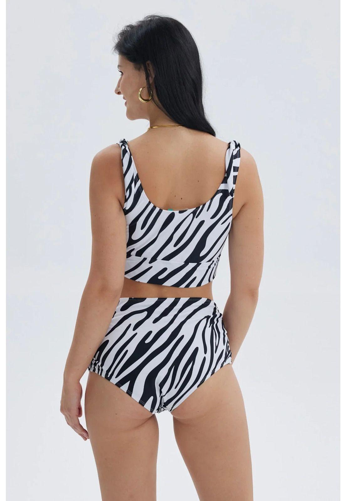 Traje de Baño Mujer Peto Pabilo Con Amarra Blanco / Negro-2