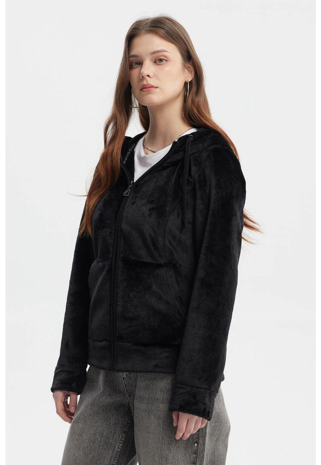 Polar Mujer Abierto Plush Negro-1