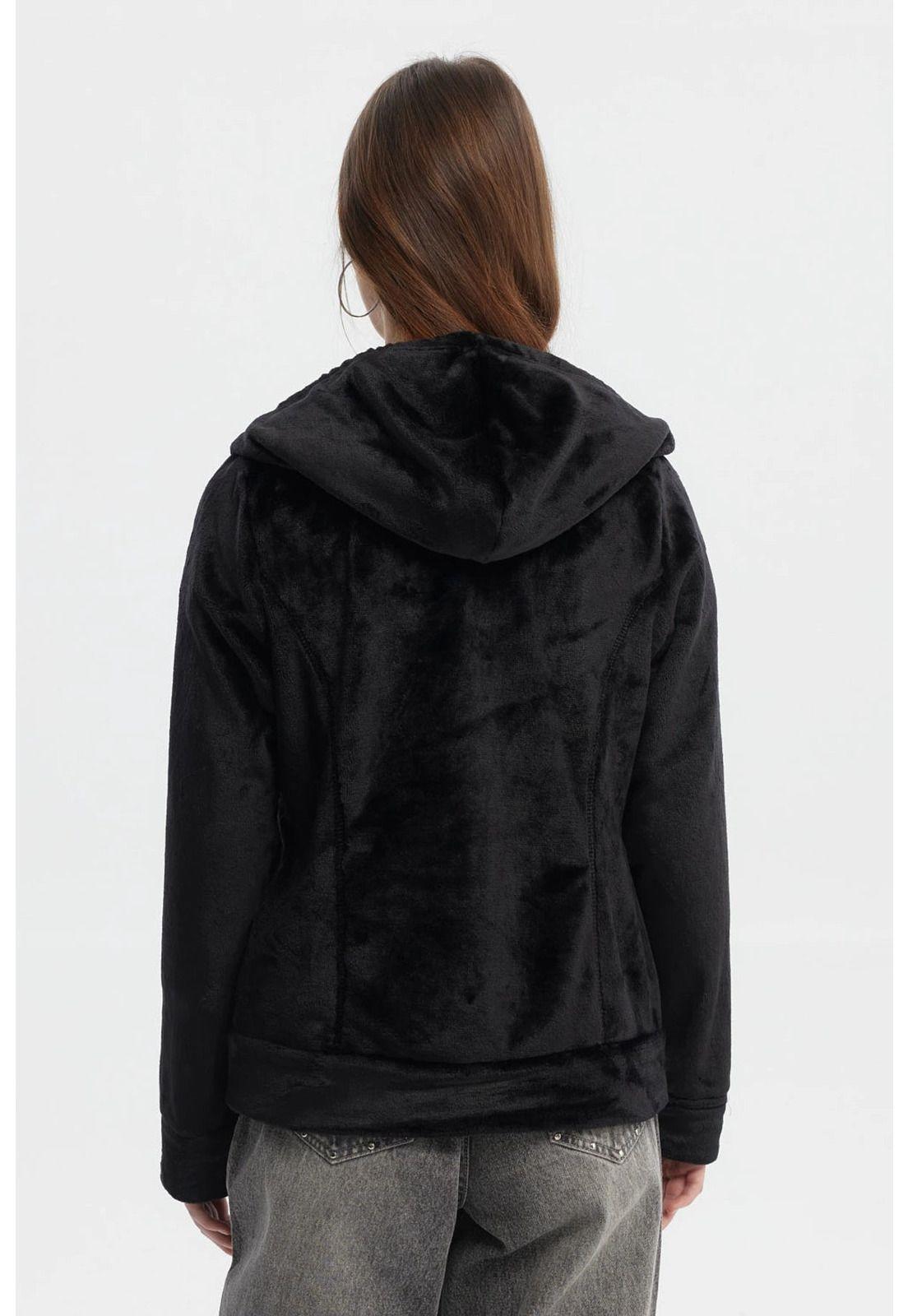 Polar Mujer Abierto Plush Negro-2