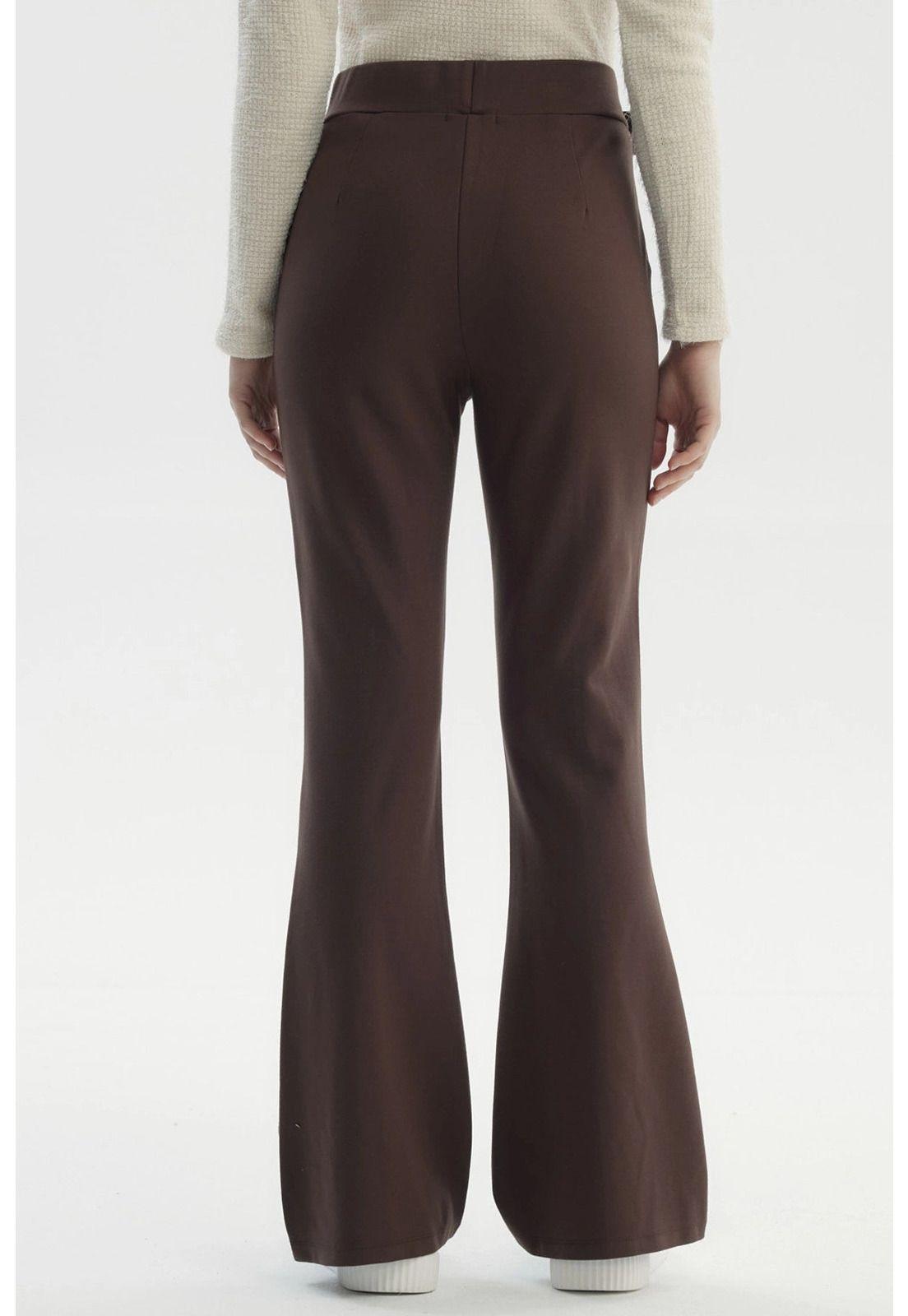 Pantalón Mujer Aplicación Hebilla Chocolate-2