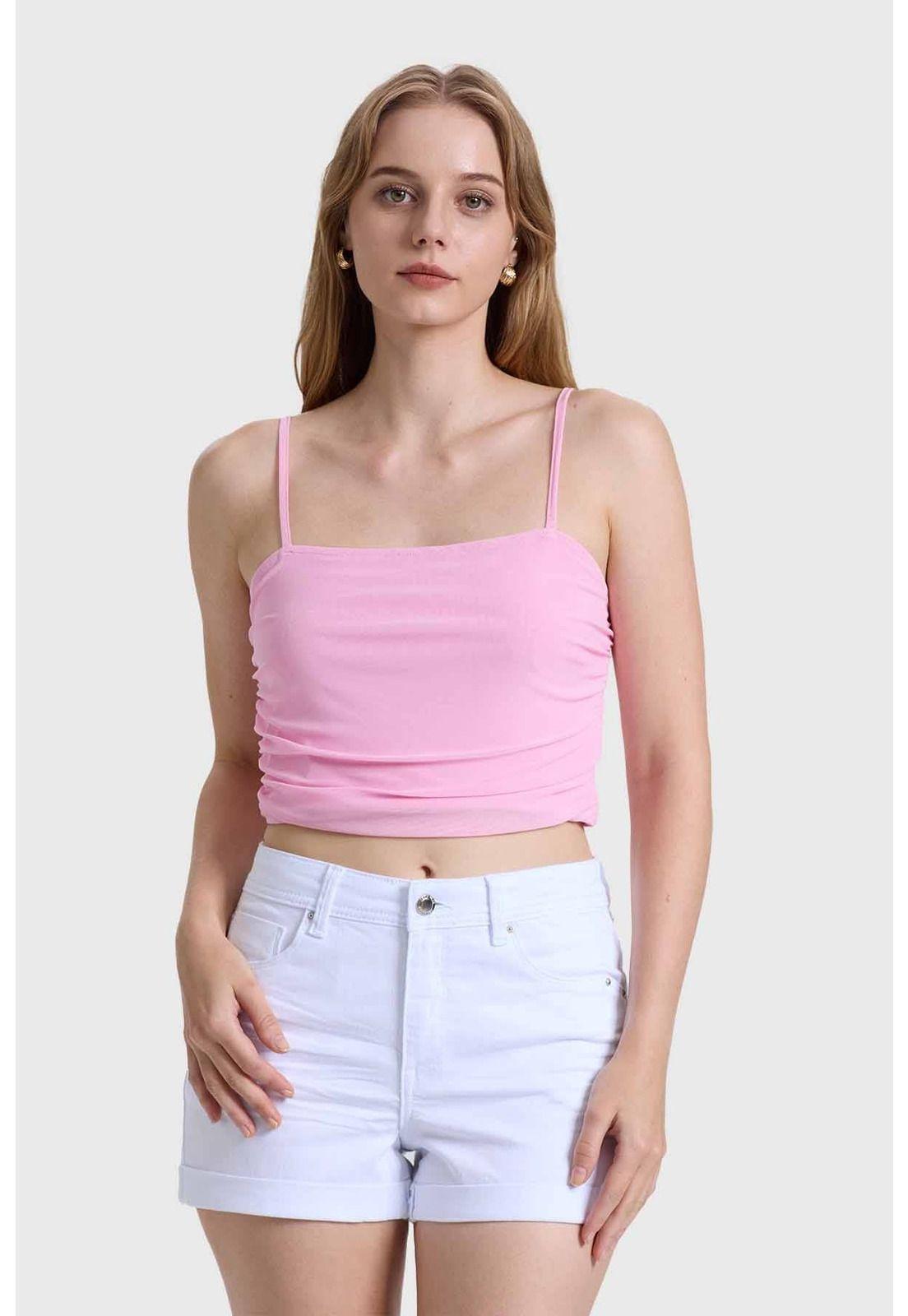 Polera Mujer Malla Rosado-0