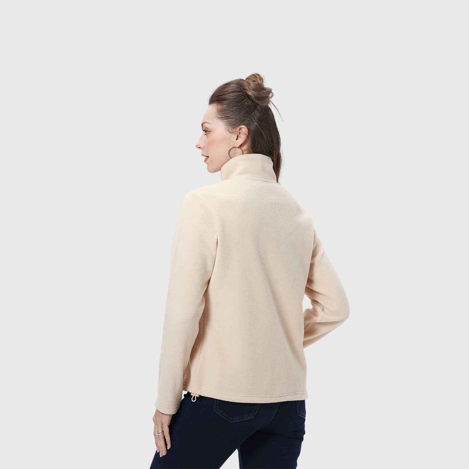 Polar Mujer Medio Cierre Estampado Beige-2