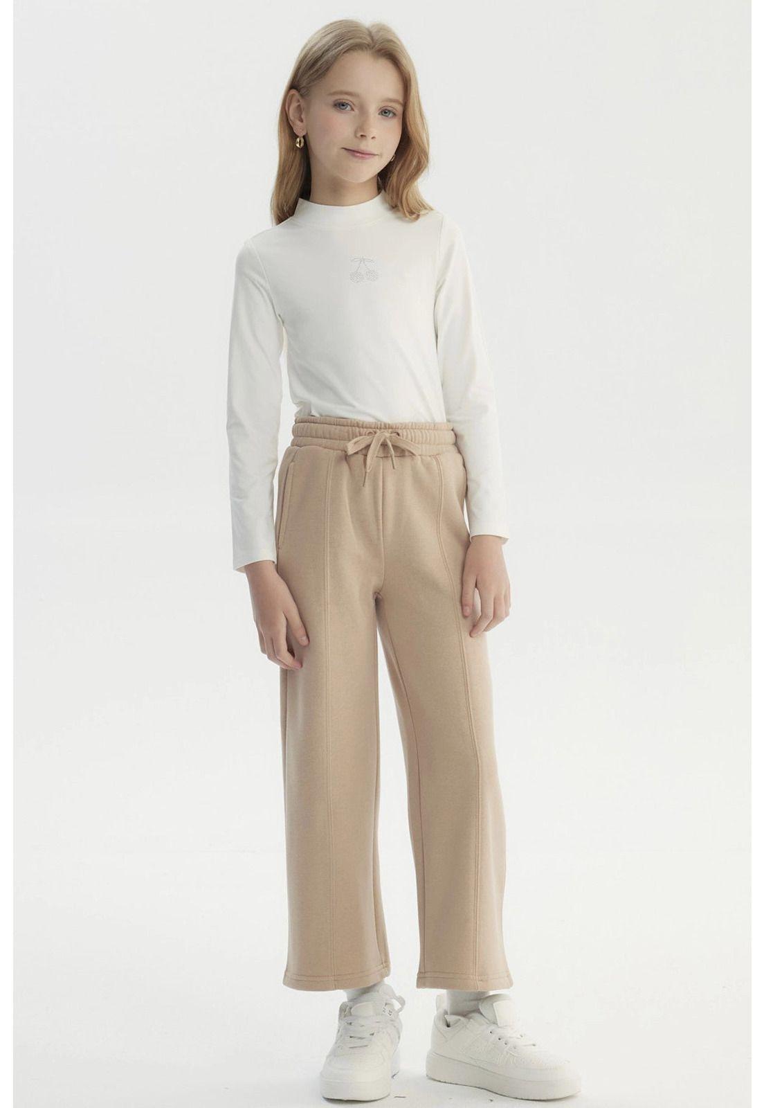 Pantalón Buzo Niña Wide Leg Camel-3