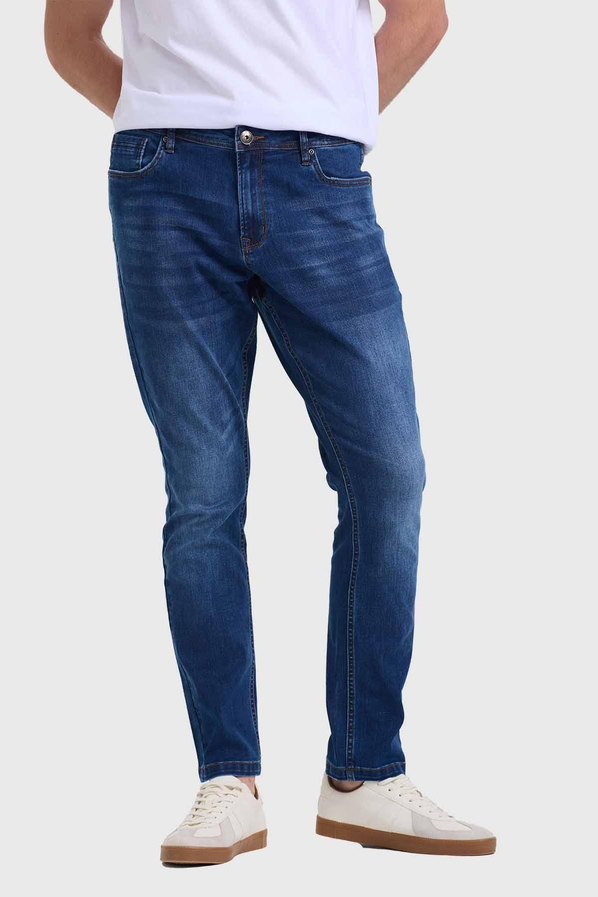 Jeans Hombre Slim Rotura Azul-4