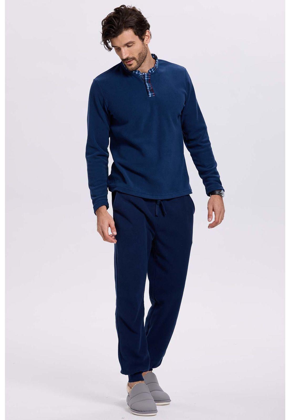 Pijama Hombre Polar Escoces Azul-0