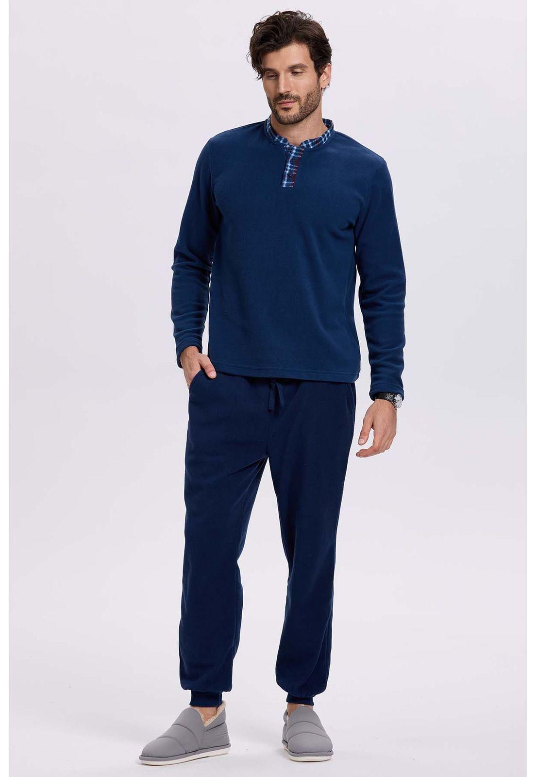 Pijama Hombre Polar Escoces Azul-1