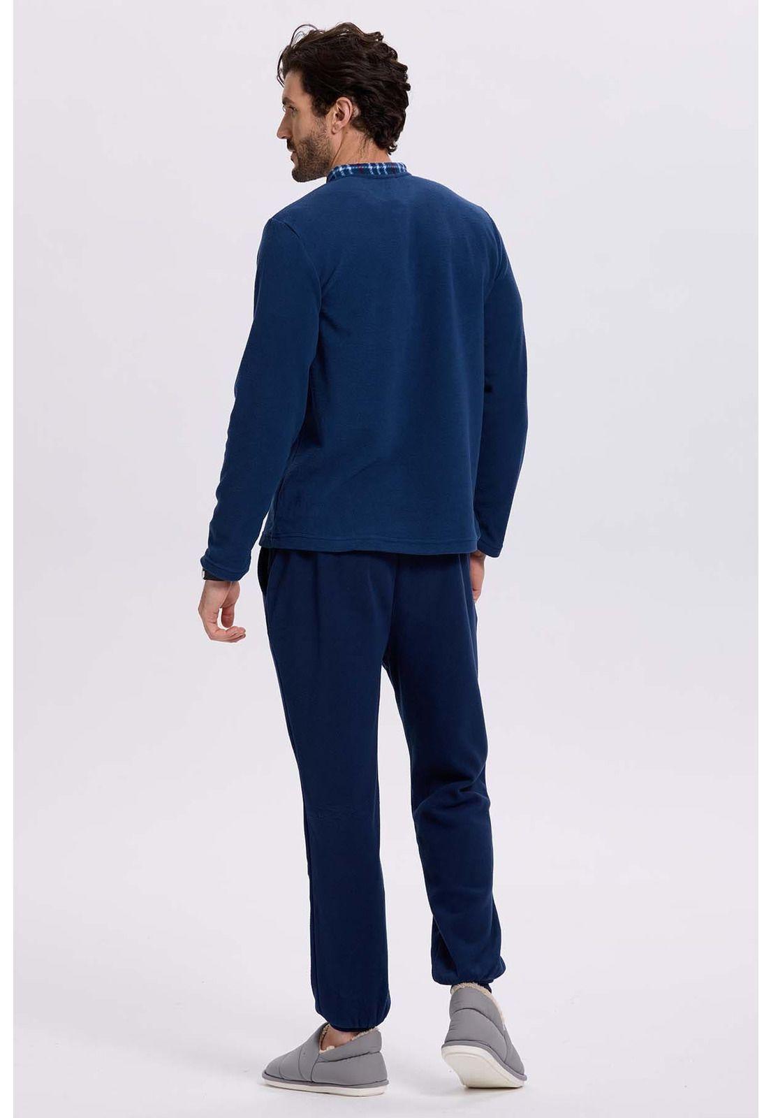 Pijama Hombre Polar Escoces Azul-2
