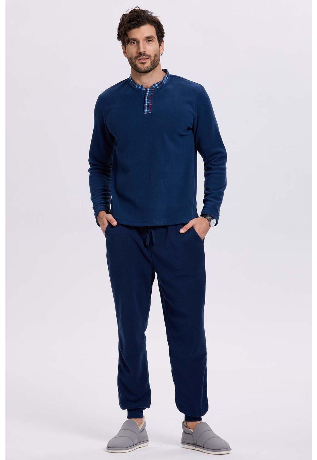 Pijama Hombre Polar Escoces Azul-3