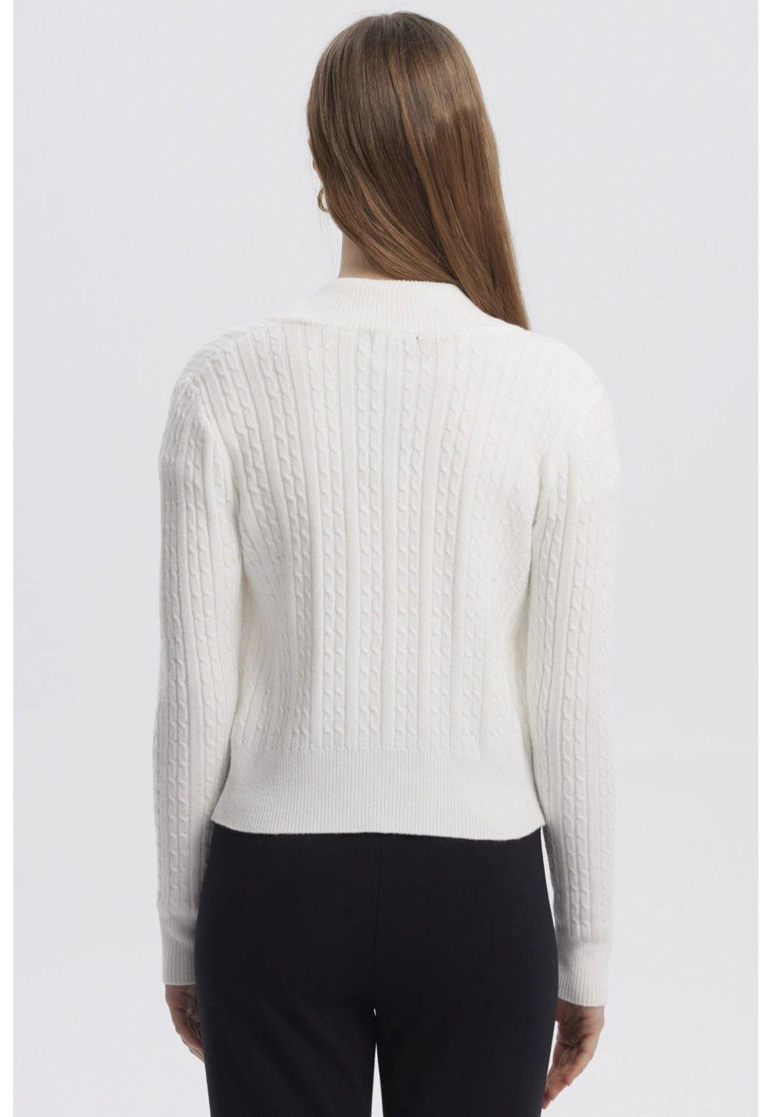 Sweater Mujer Cuello Con Cierre Crudo-2