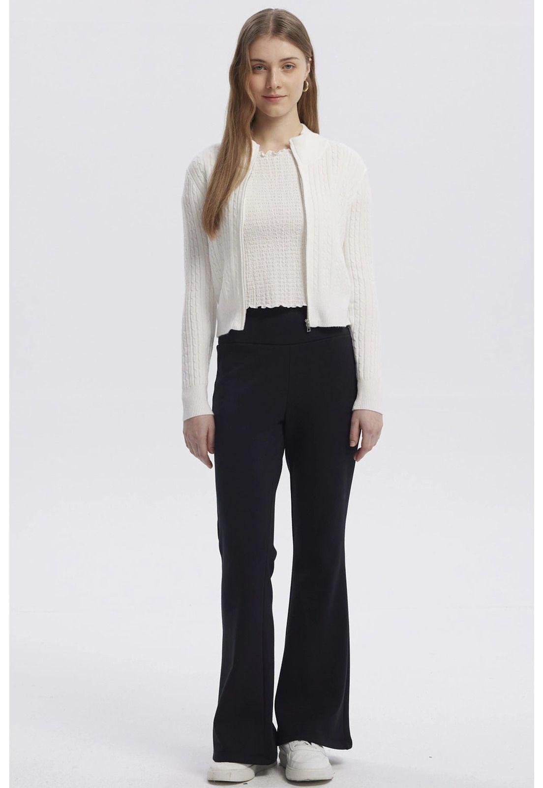 Sweater Mujer Cuello Con Cierre Crudo-3