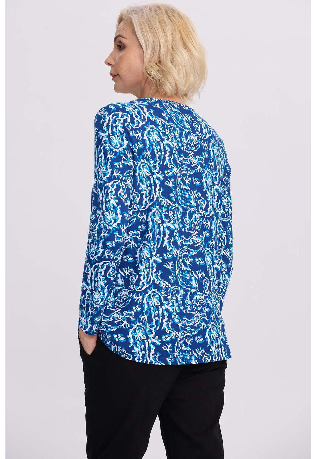 Polera Mujer Evasé Con Aplicación Azul-2