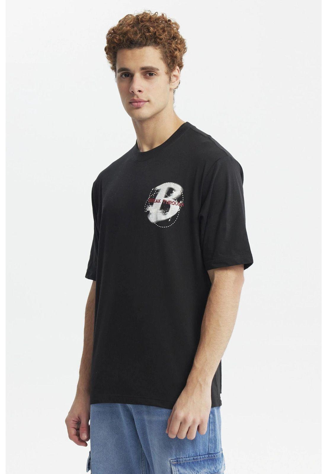 Polera Hombre Oversize Print Negro - ll-2