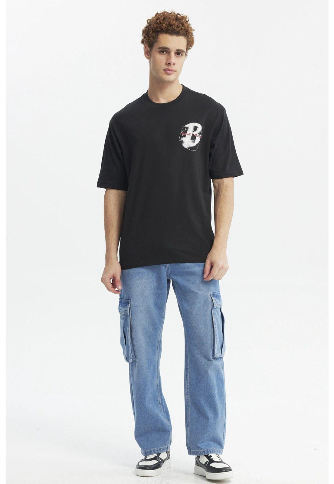 Polera Hombre Oversize Print Negro - ll-3