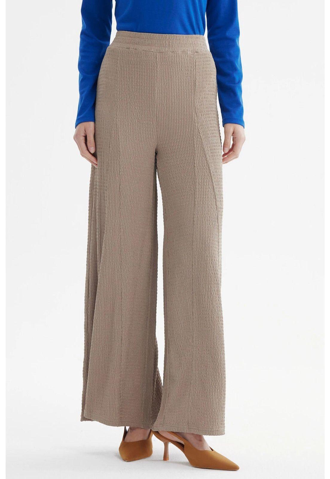 Pantalón Mujer Wide Leg Beige-0