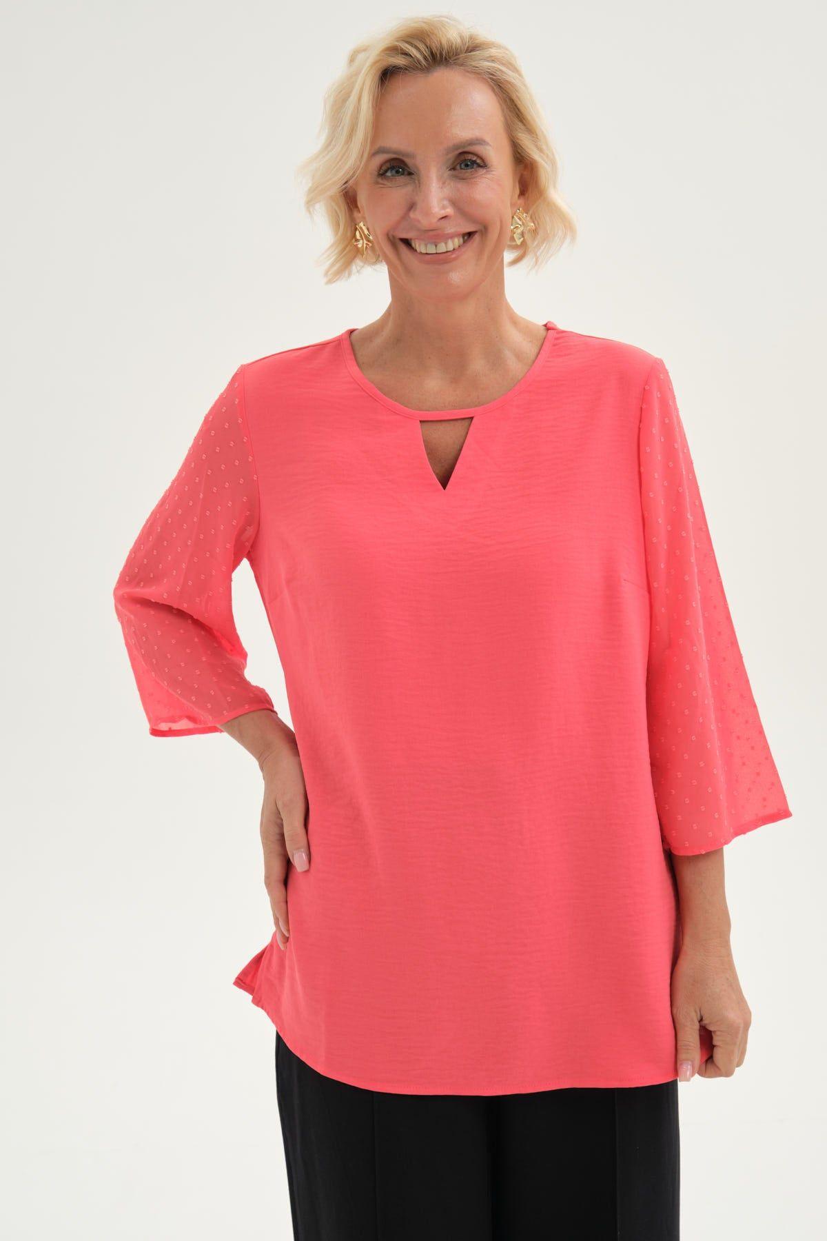 Blusa Mujer Blusa Crep Plumetti Naranjo Oscuro-0