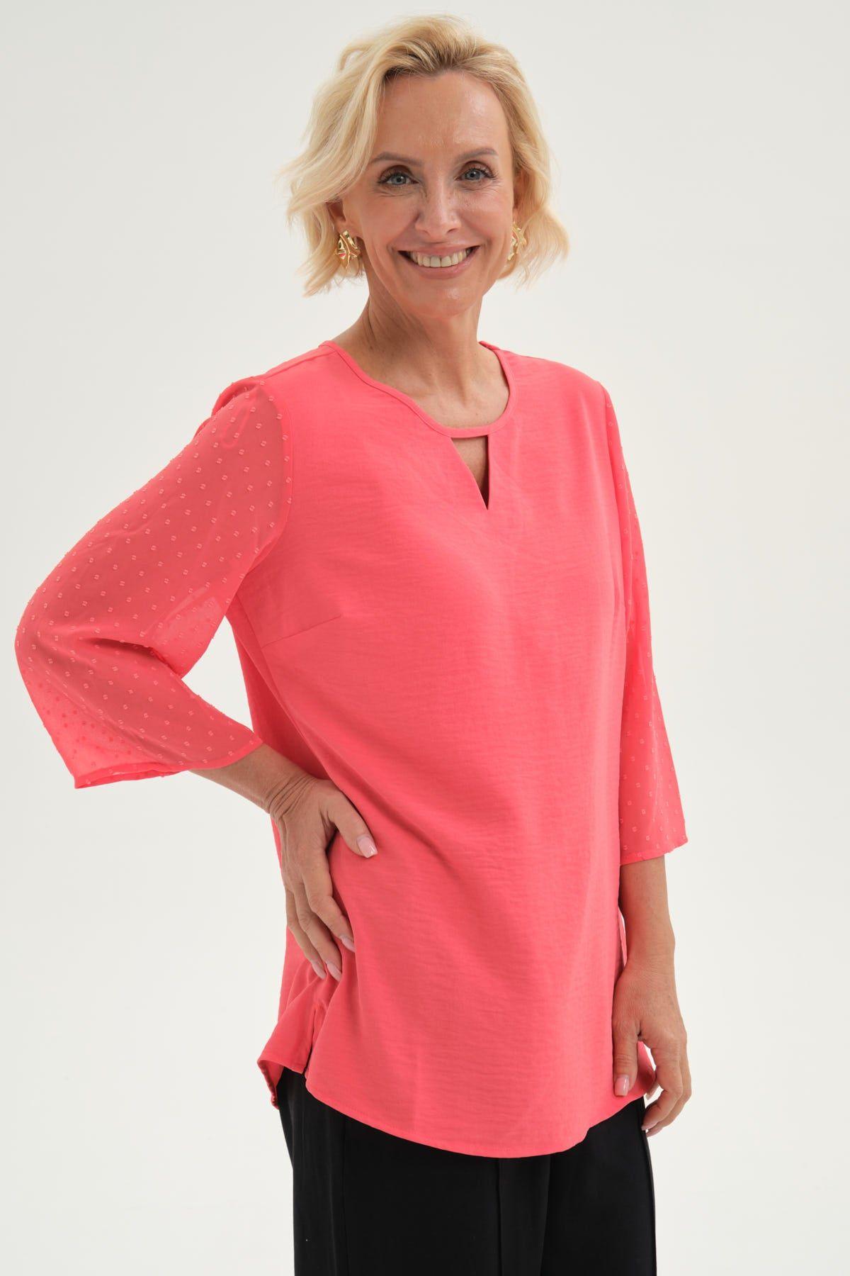 Blusa Mujer Blusa Crep Plumetti Naranjo Oscuro-1