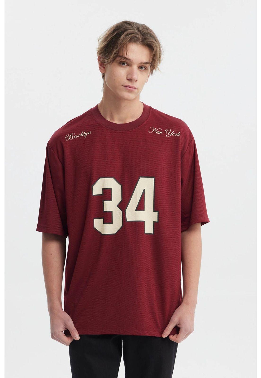 Polera Hombre Slim Cuello Redondo Burdeo-0