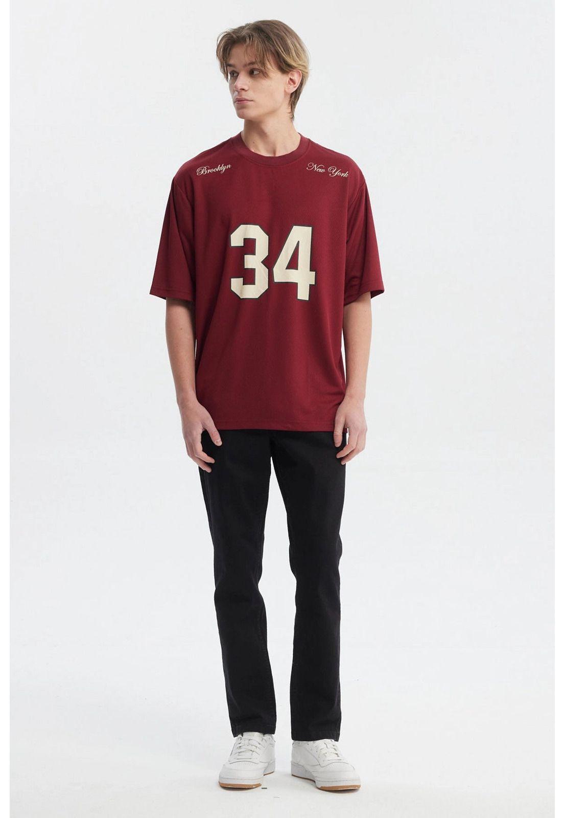 Polera Hombre Slim Cuello Redondo Burdeo-3