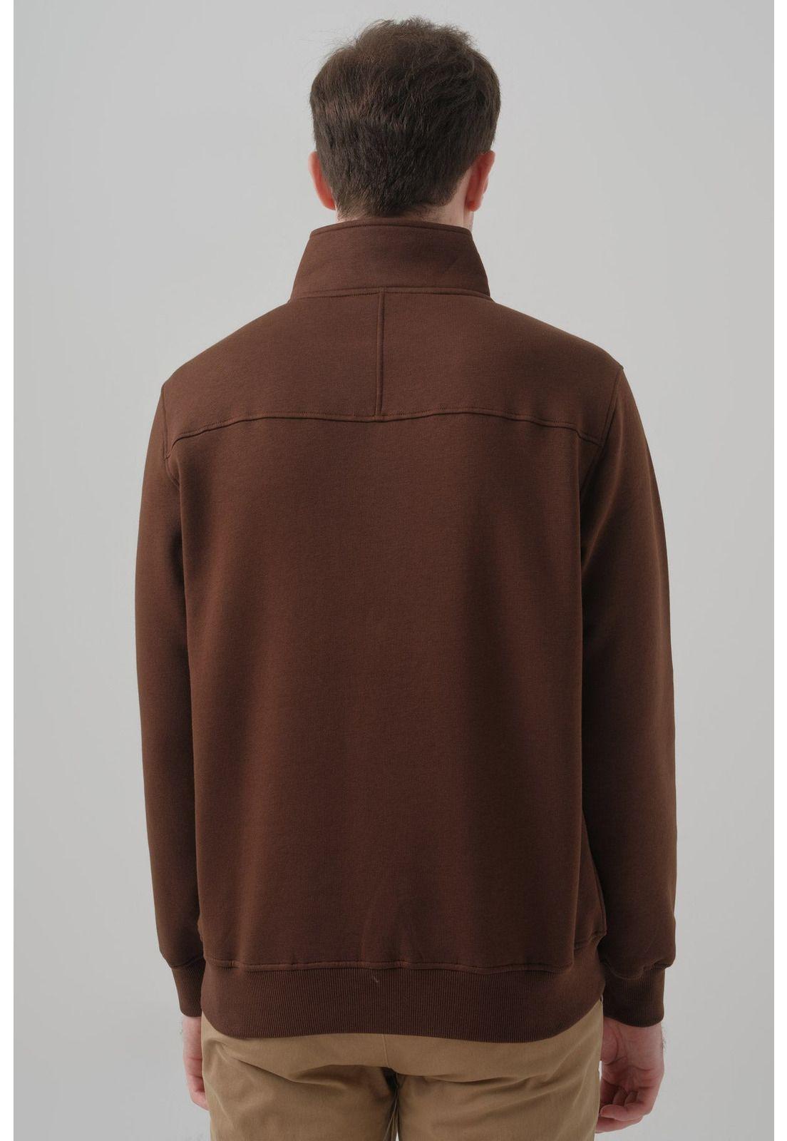 Polerón Hombre Regular Half Zipper Café-2