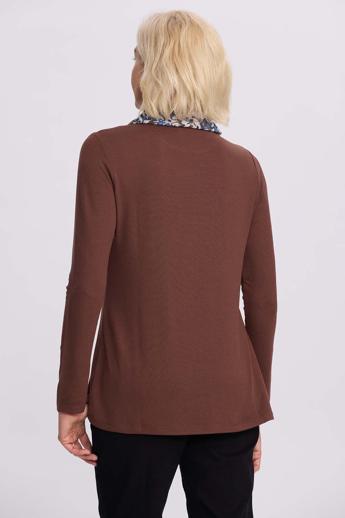 Sweater Mujer Con Pañuelo Cafe-2