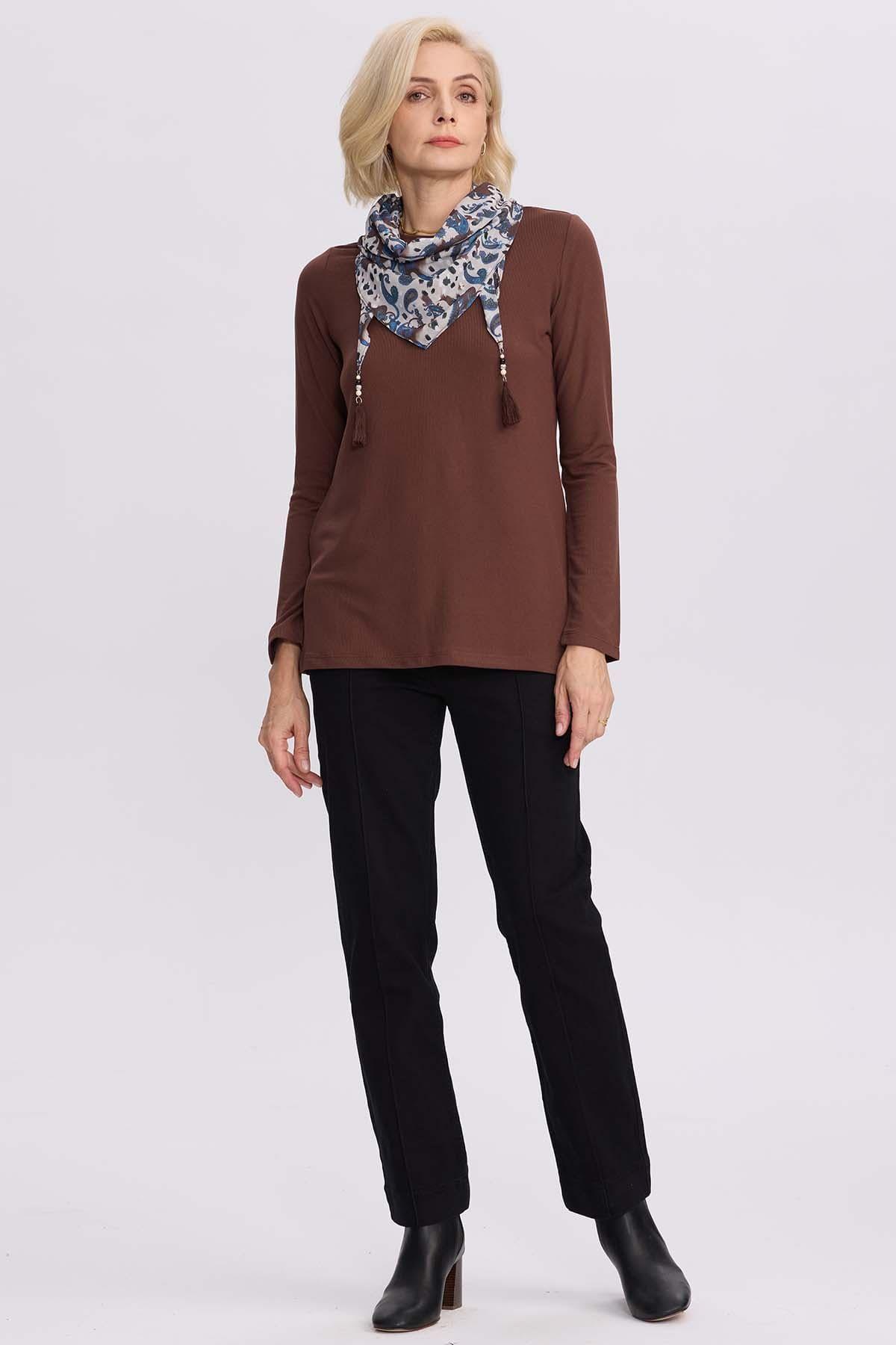 Sweater Mujer Con Pañuelo Cafe-3
