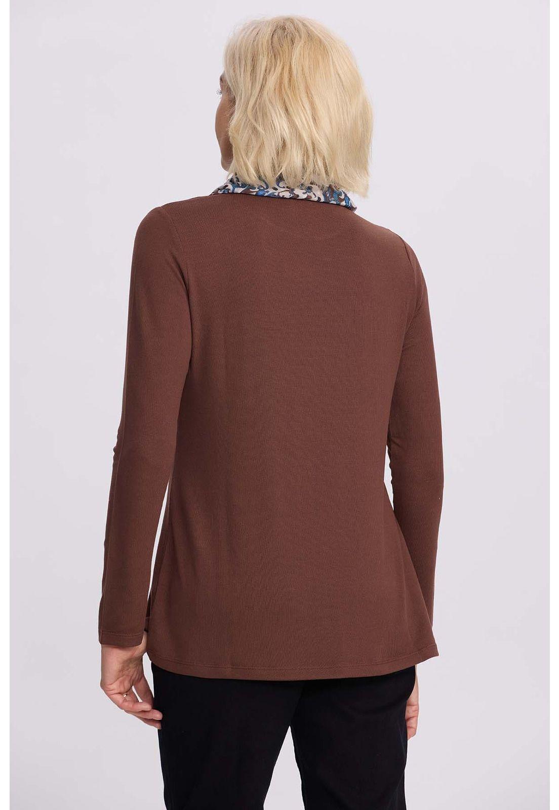 Sweater Mujer Con Pañuelo Café-2