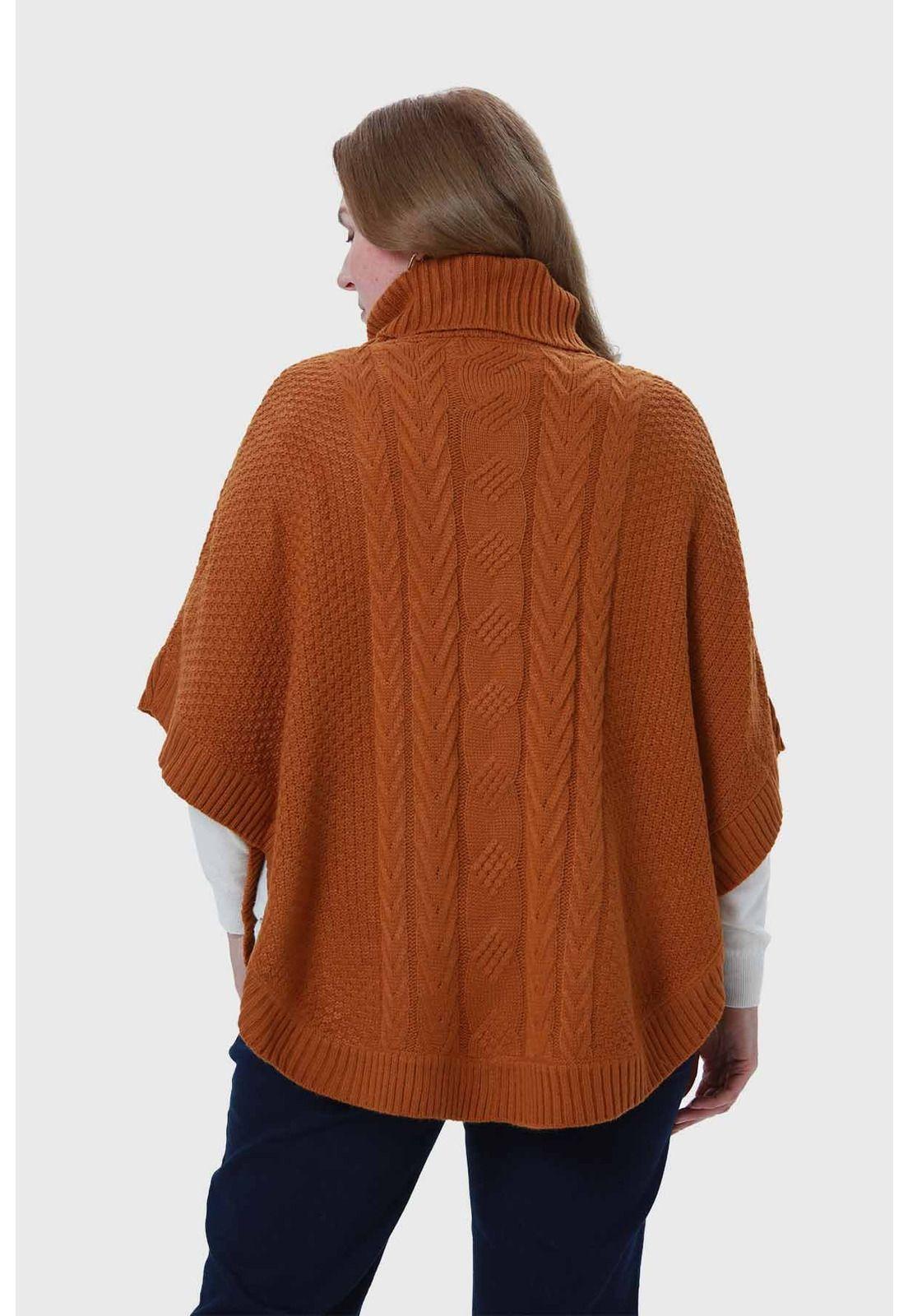 Sweater Mujer Poncho Camel-2