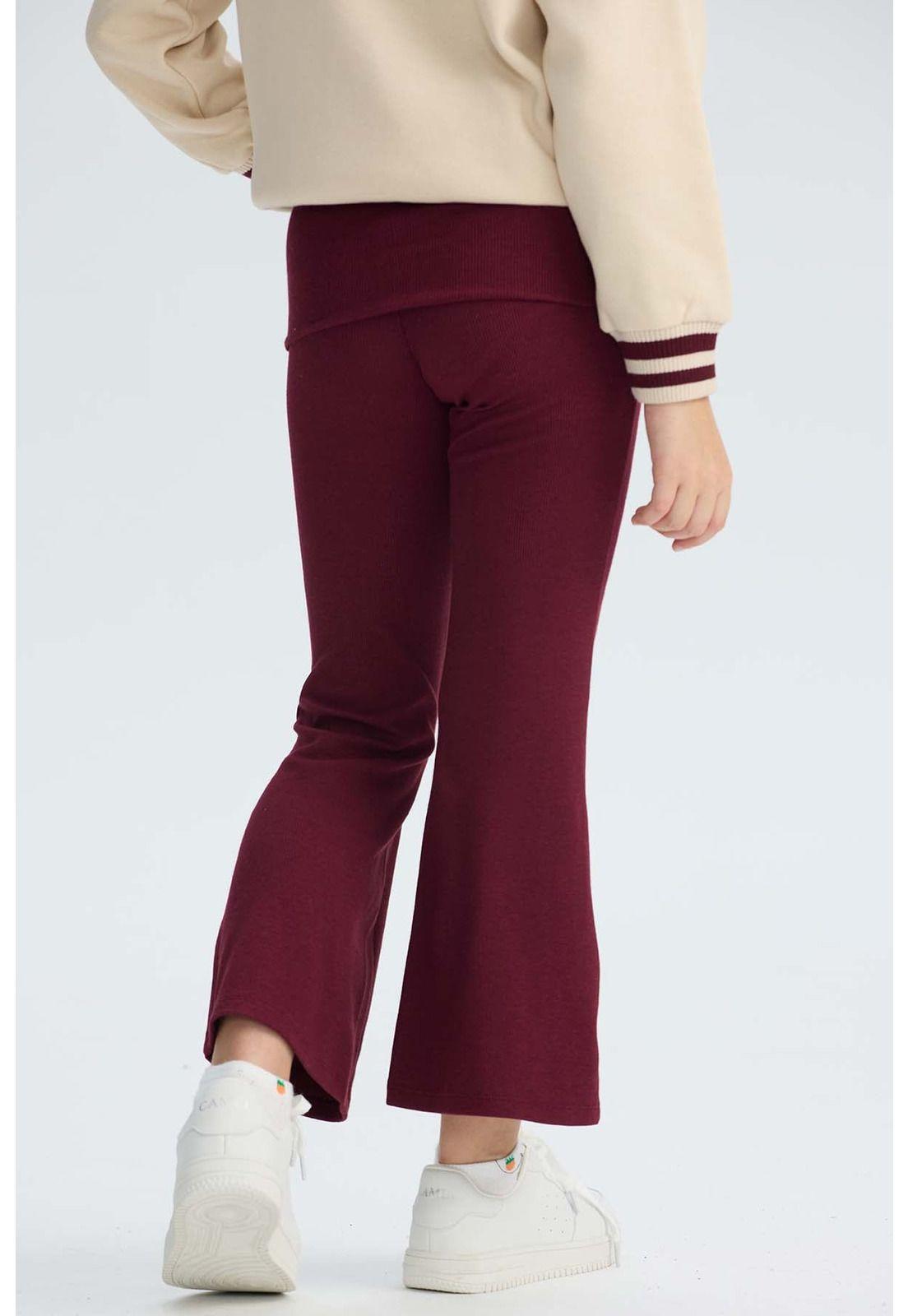 Calza Niña Pretina Doble Burdeo-1