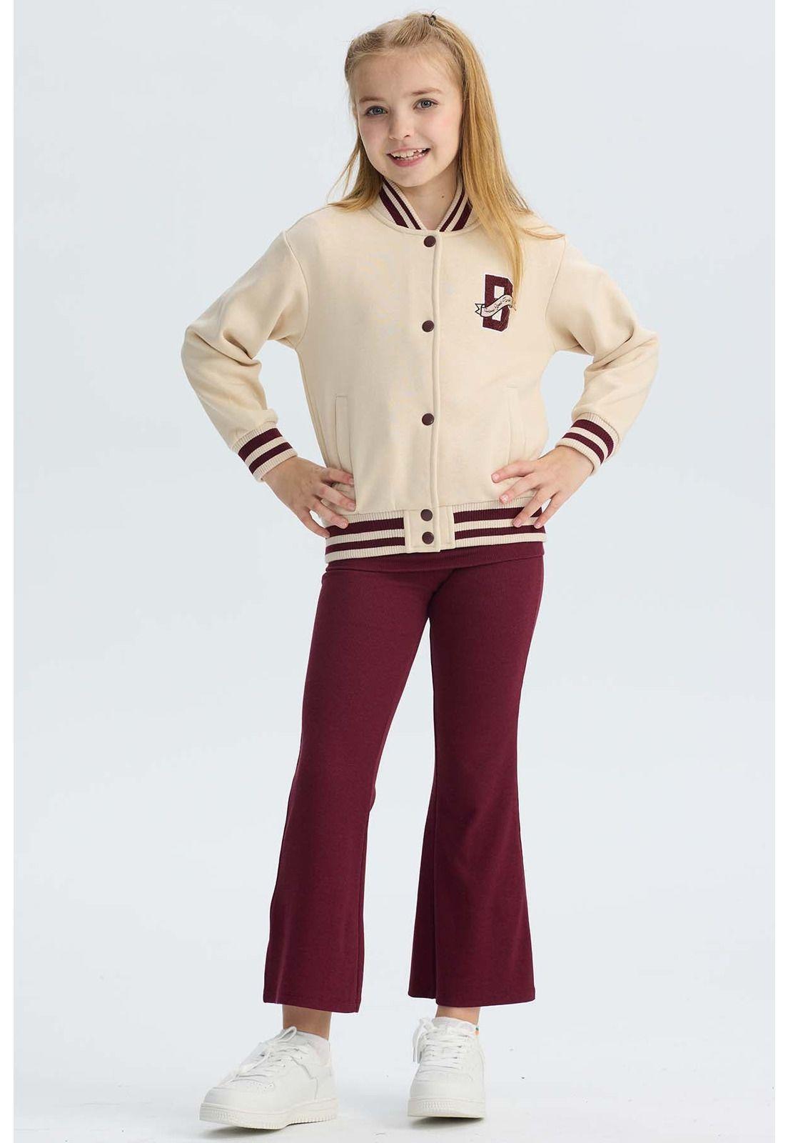 Calza Niña Pretina Doble Burdeo-3