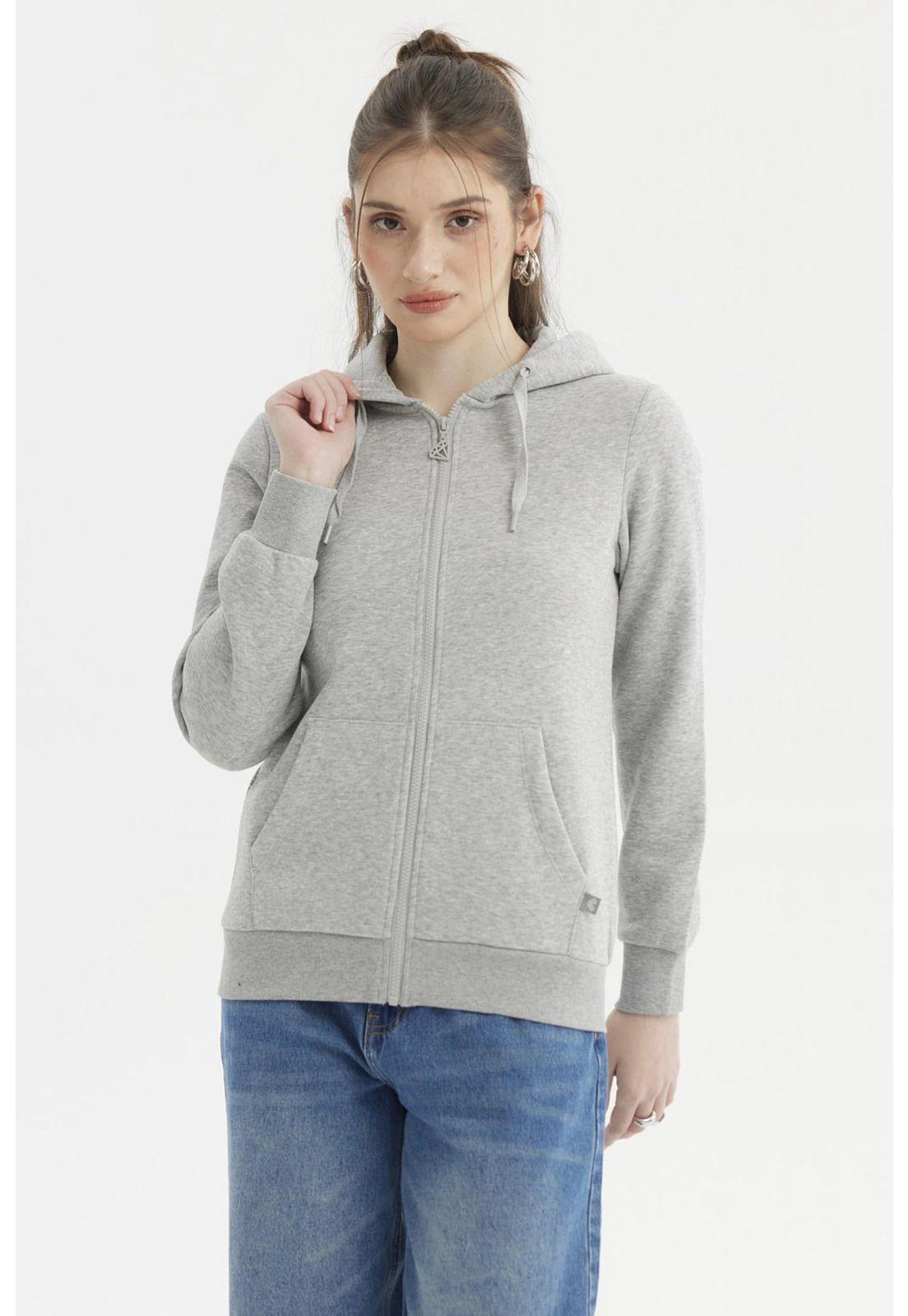 Polerón Mujer Abierto Hodie Gris Melange-0