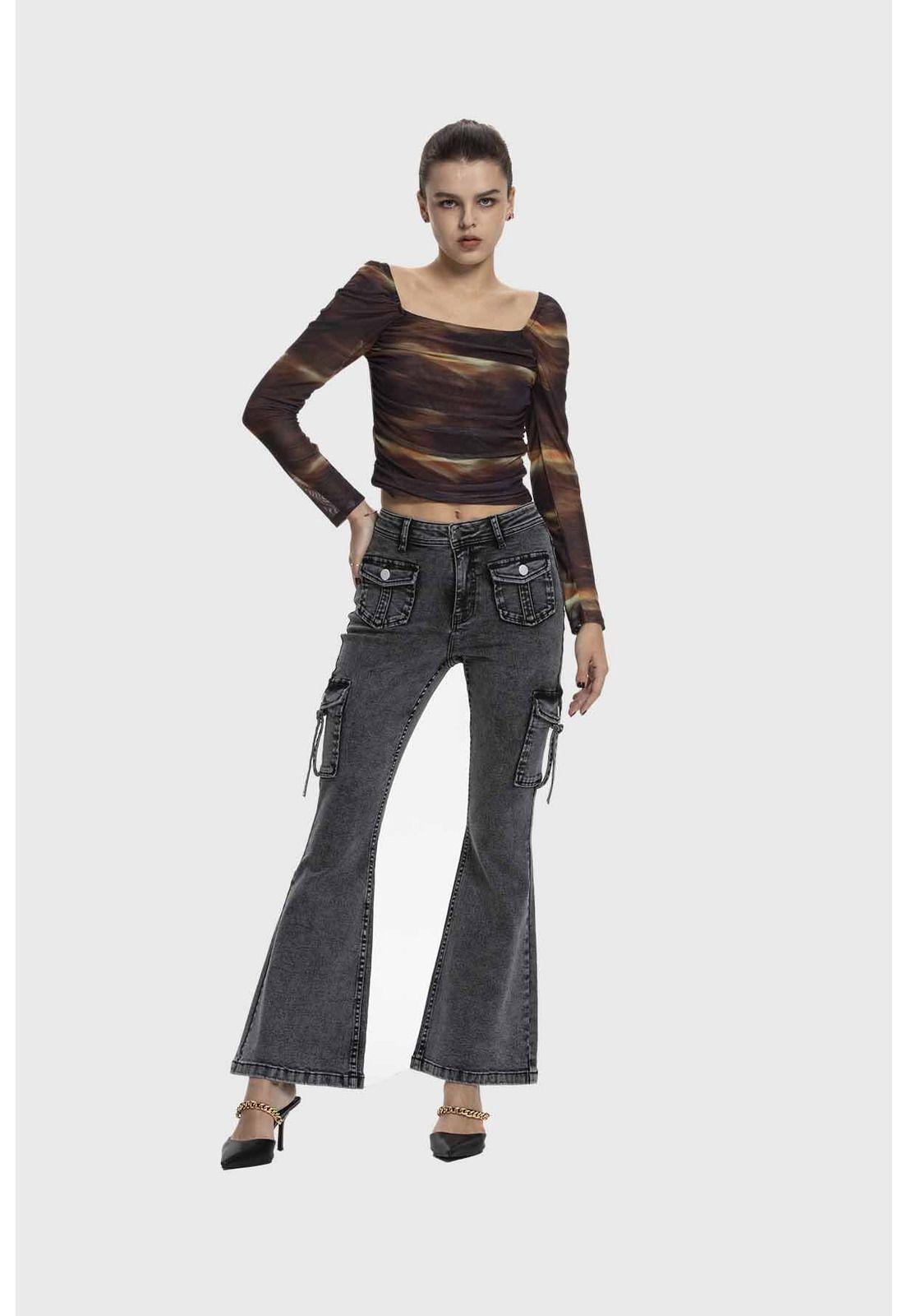 Polera Mujer Drapeada Bardot Café-3