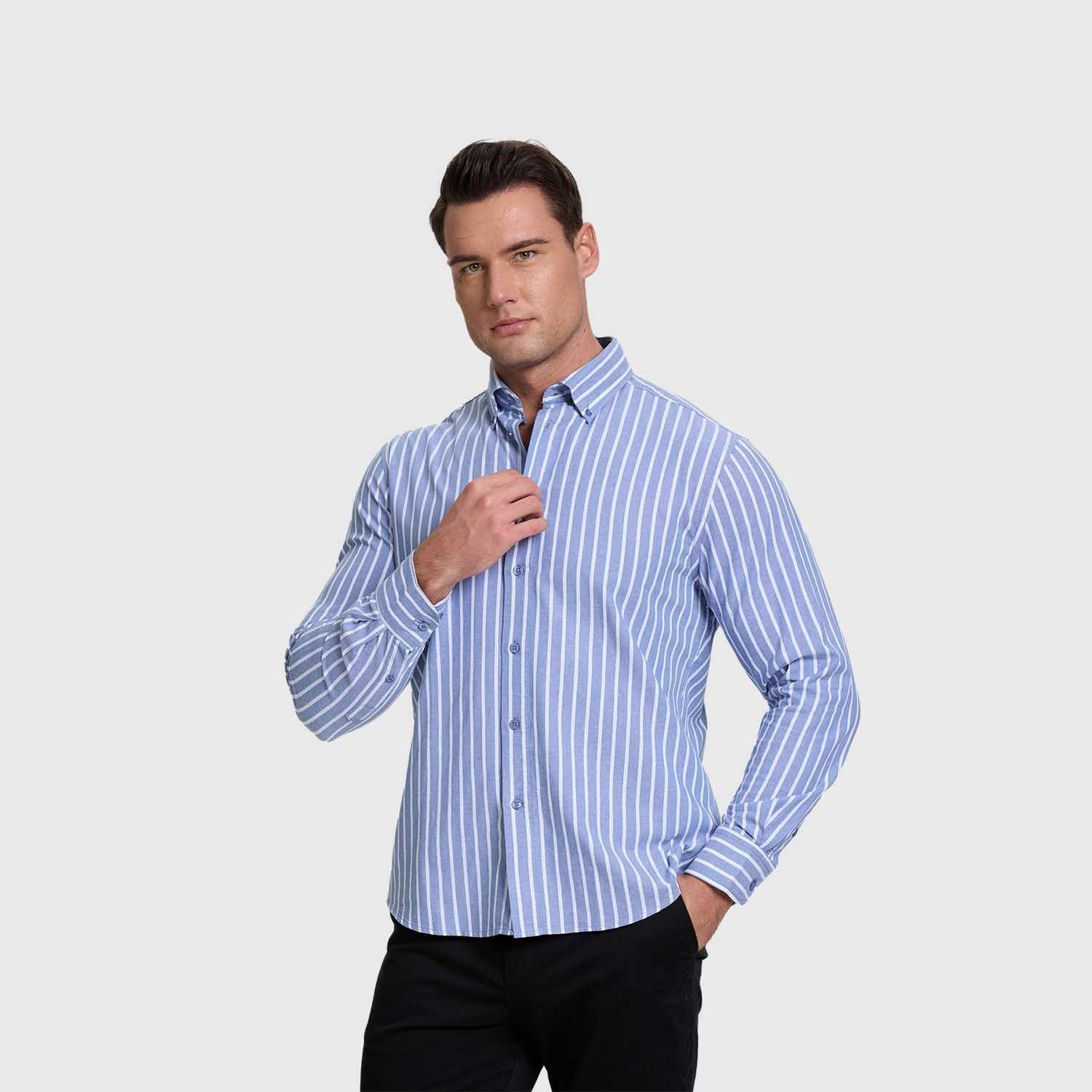Camisa Hombre Rayas Premium Azul Fashion's Park-1