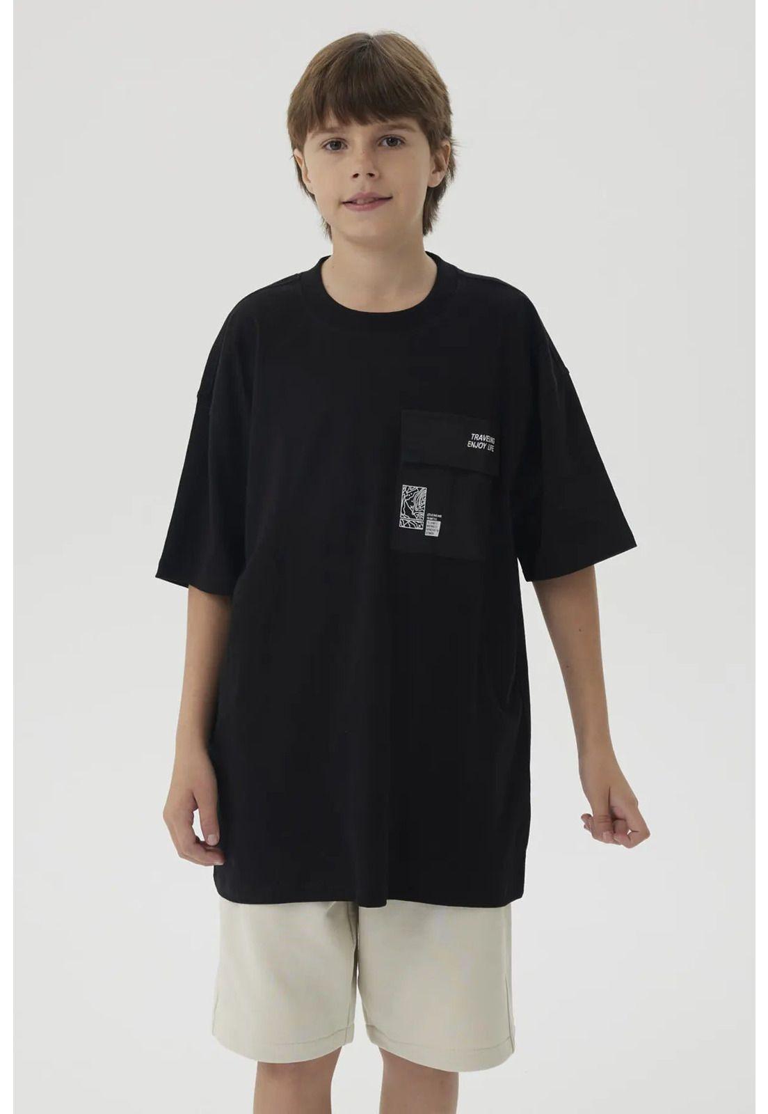 Polera Niño Con Bolsillo Negro-0