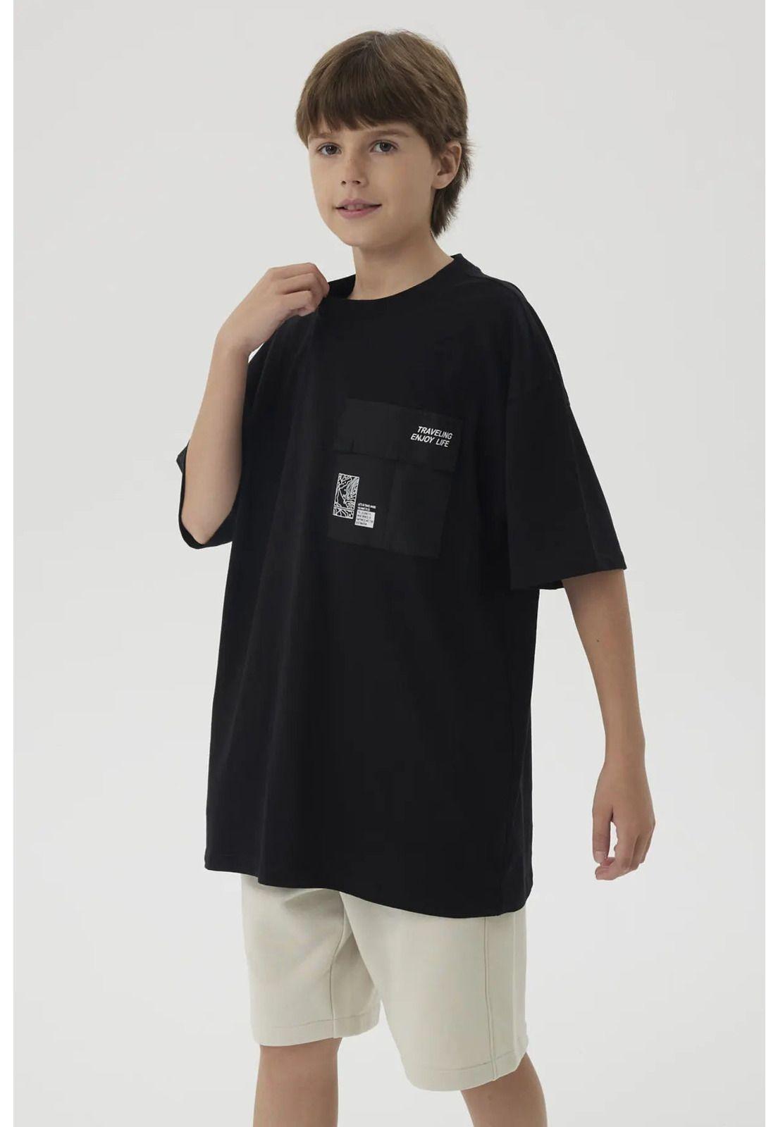 Polera Niño Con Bolsillo Negro-1