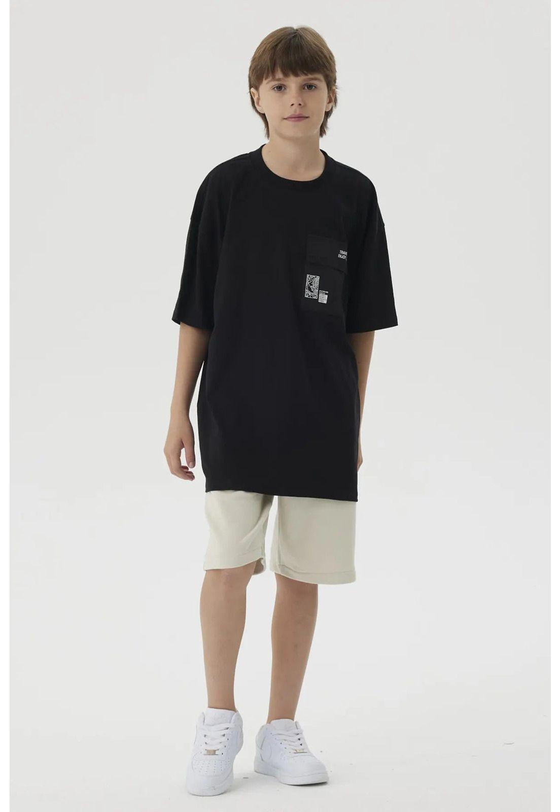Polera Niño Con Bolsillo Negro-3