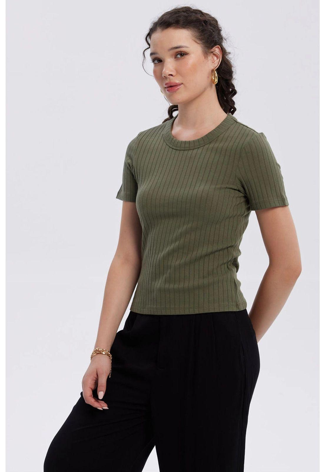 Polera Mujer Rib Crop Lisa Verde Musgo-1