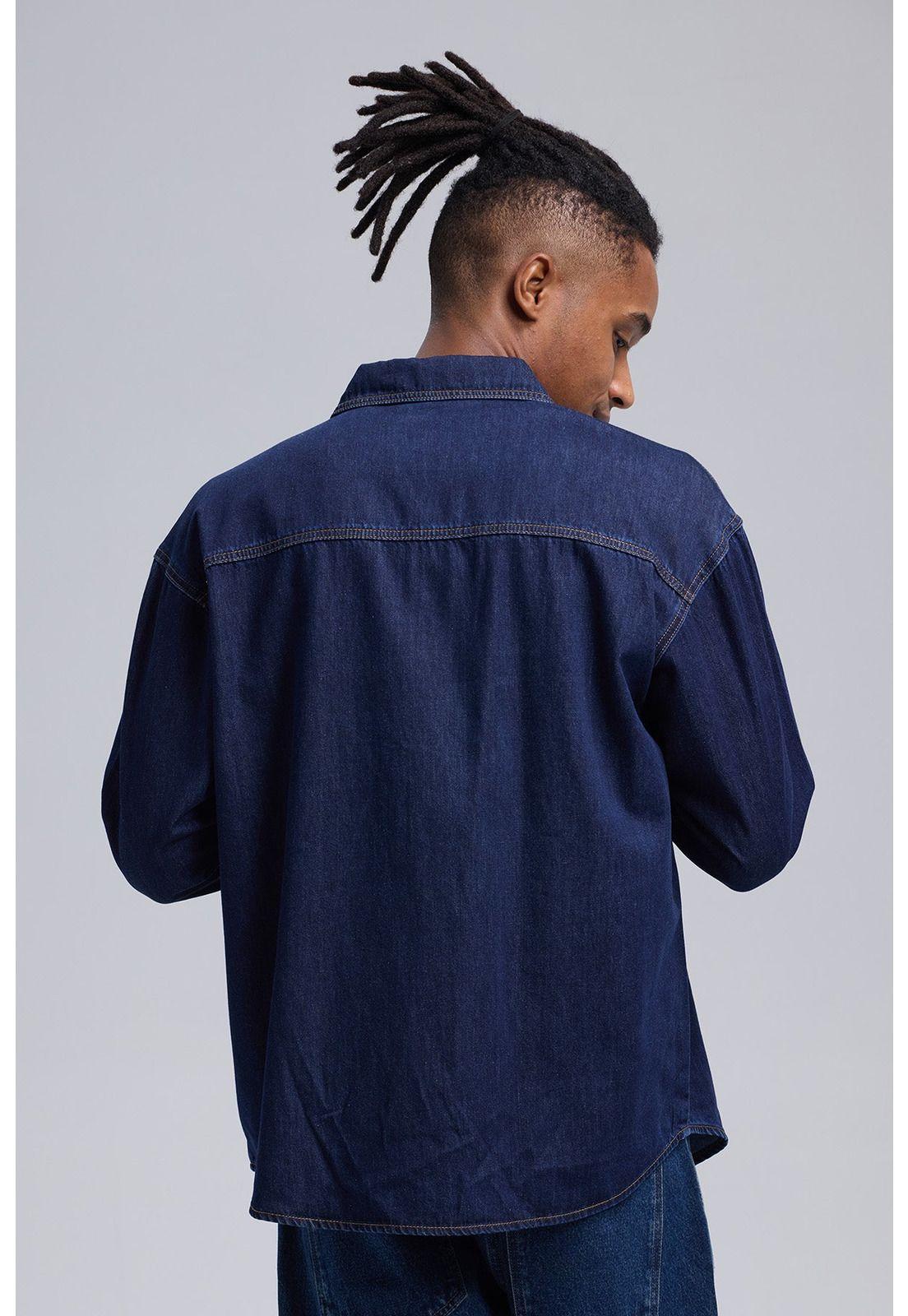 Camisa Hombre Sobre Camisa Doble Azul-2
