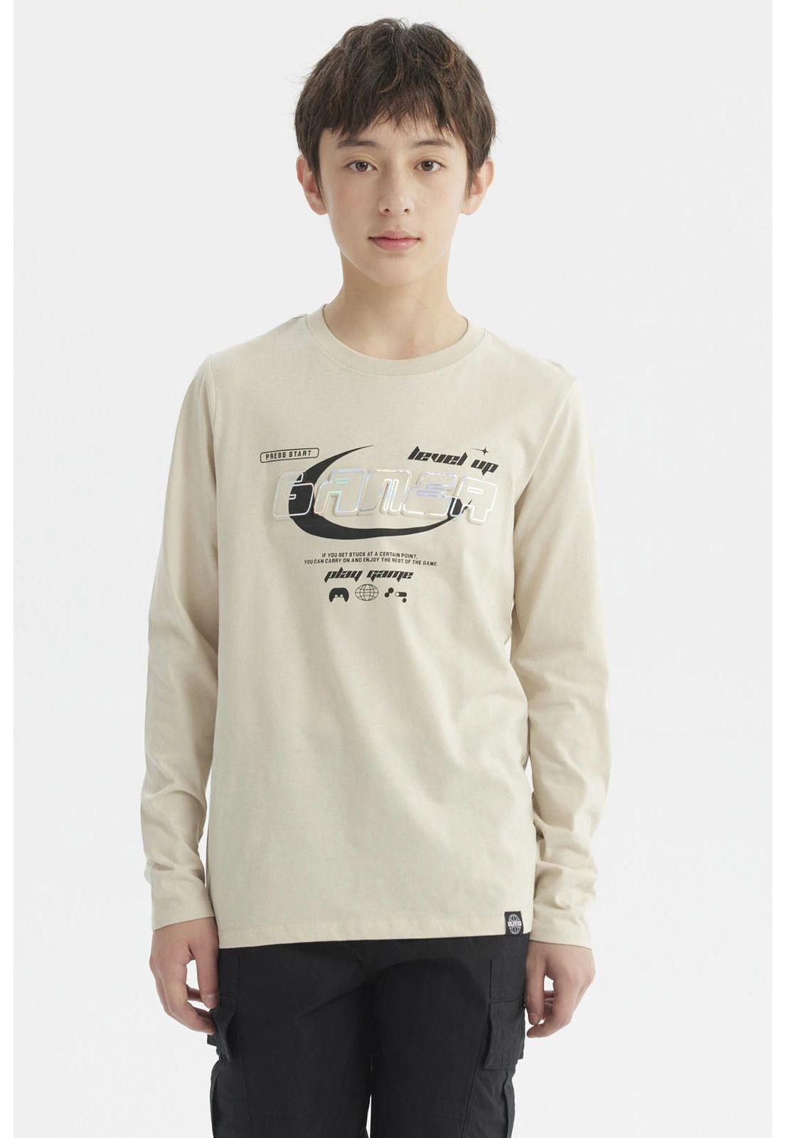 Polera Niño Print 3D Beige-0