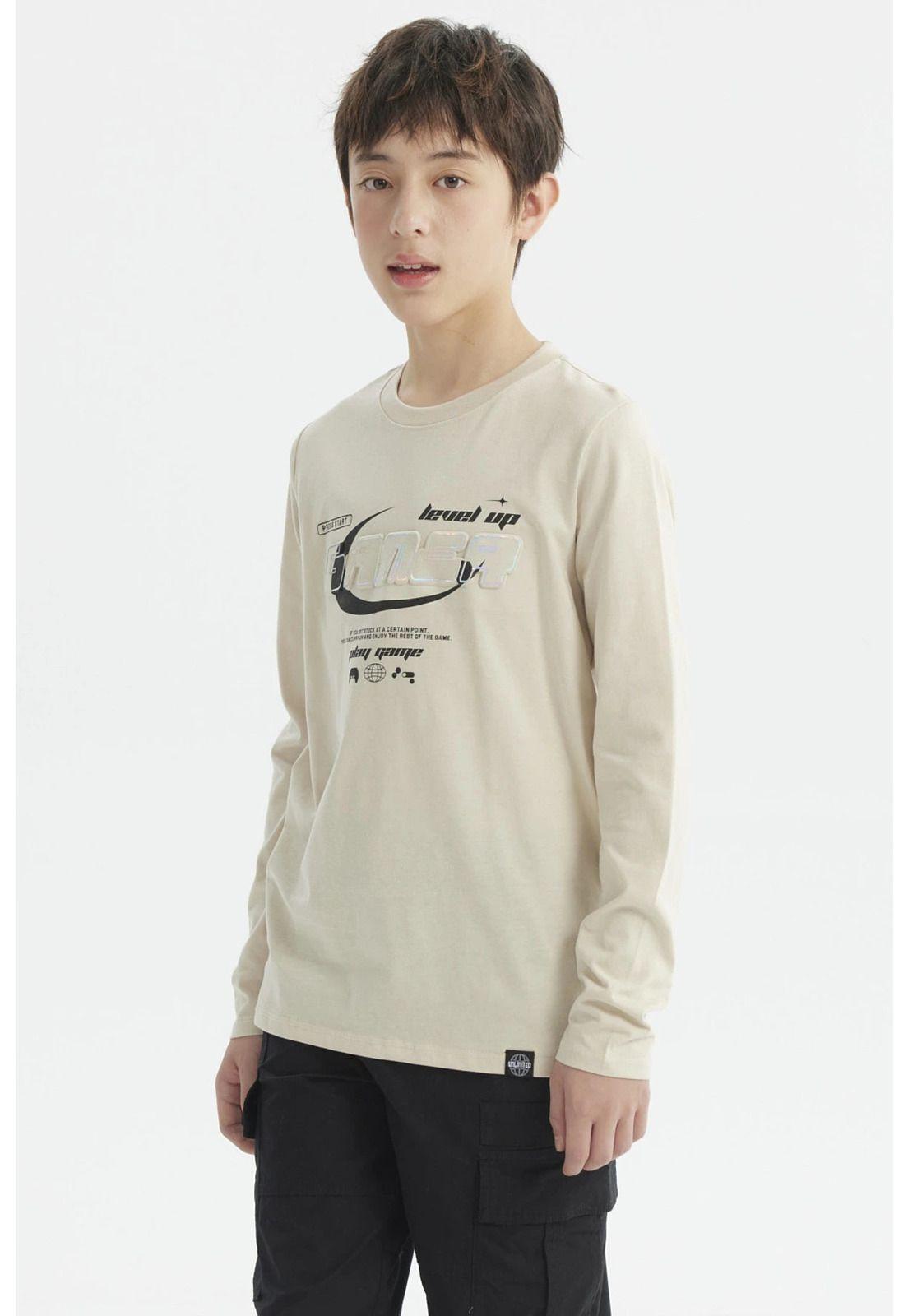 Polera Niño Print 3D Beige-1