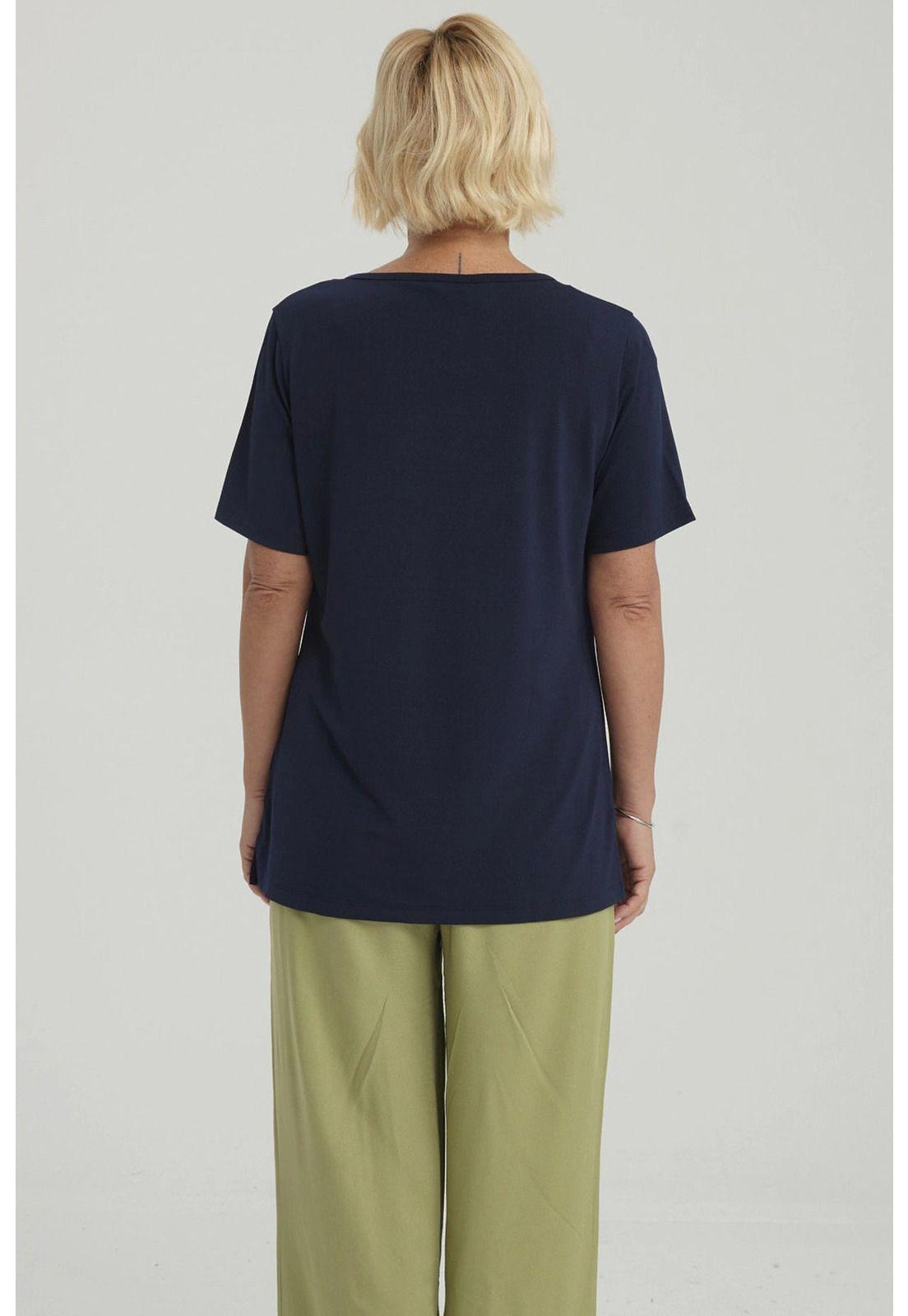 Polera Mujer Detalle Cuello Azul Oscuro-2
