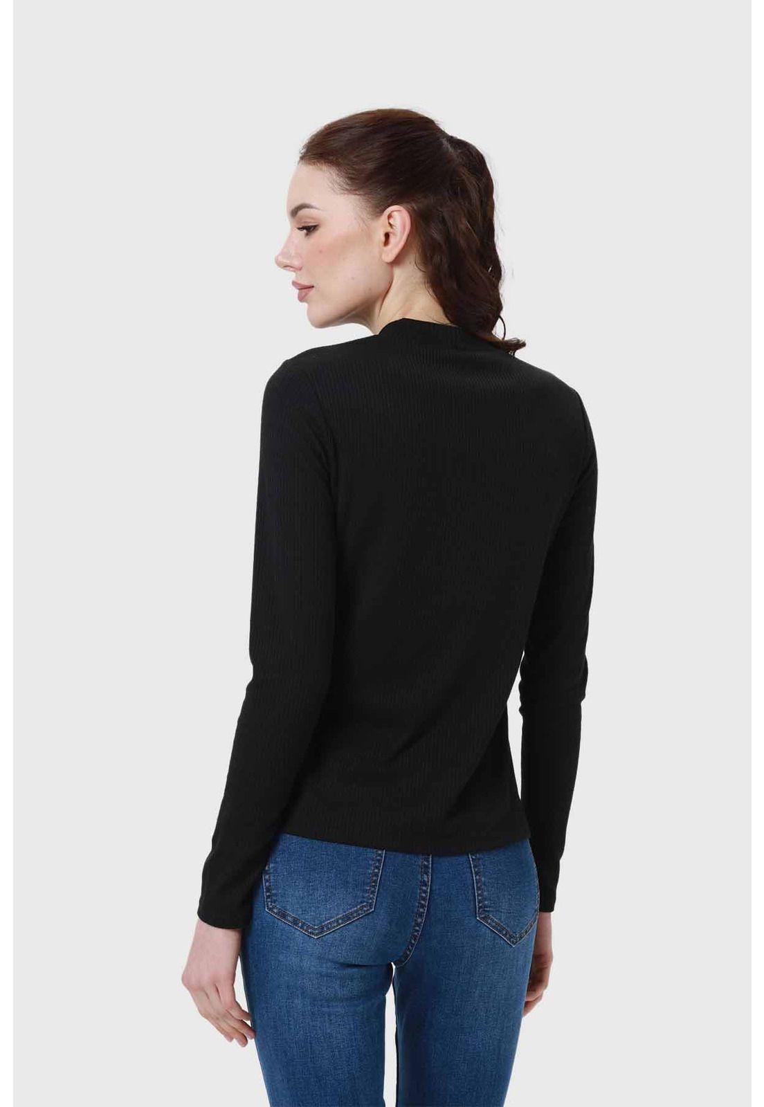 Polera Mujer Rib Negro-2