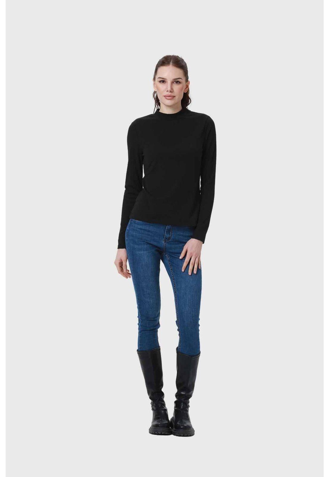Polera Mujer Rib Negro-3